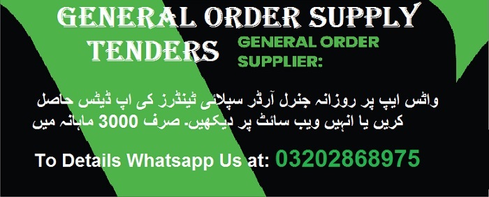 General Order Supply Tenders & Auctions in Paksitan