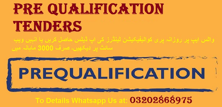 Pre Qualification Tenders & Auctions in Paksitan