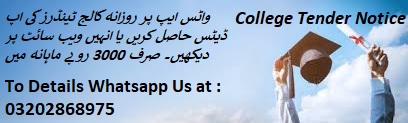 College Tenders & Auctions in Paksitan
