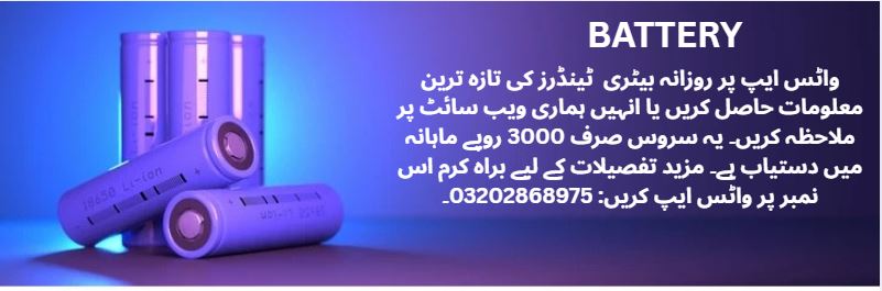 Battery Tenders & Auctions in Paksitan